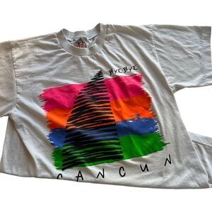 Rad True Vintage 80s 1990s Neon Cancun Mexico Beach Surf Sail Boat T- Shirt